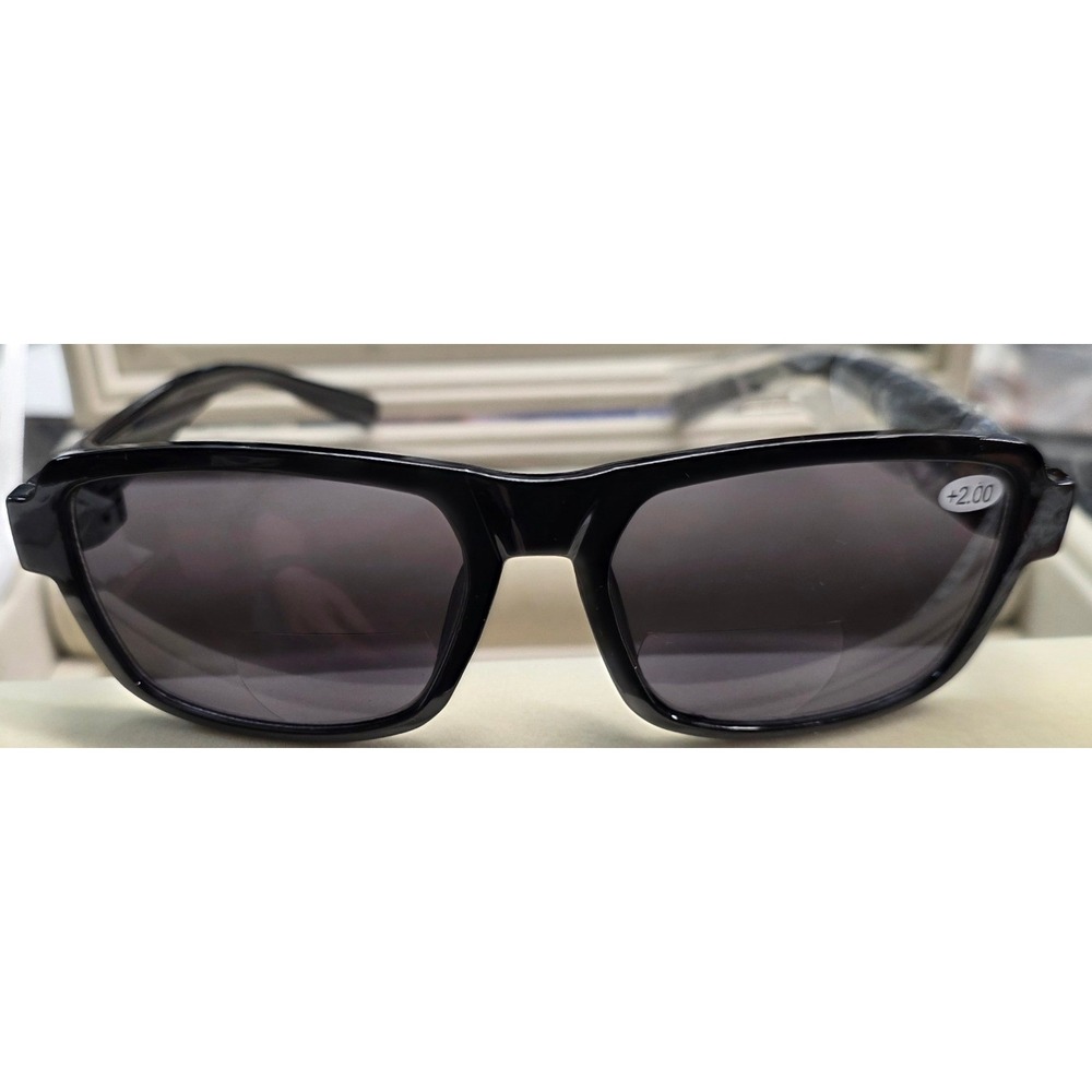New Bifocal Reading Readers Lenses +2.00 Sun Glasses UV400 Sunglasses Black